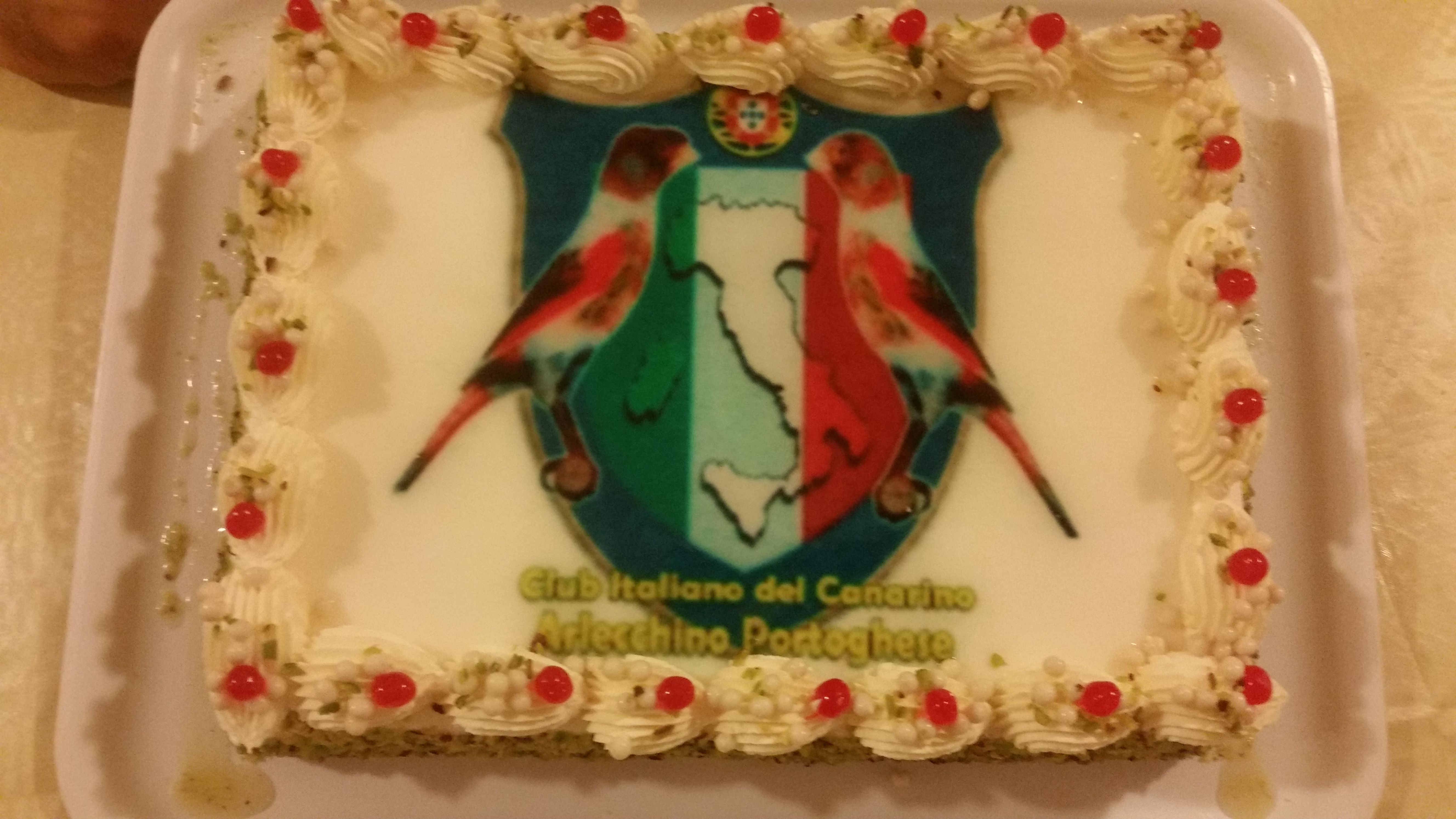 La torta che abbiamo degustato in occasione della IIa  specialistica del Club Italiano Canarino Arlecchino  Portoghese